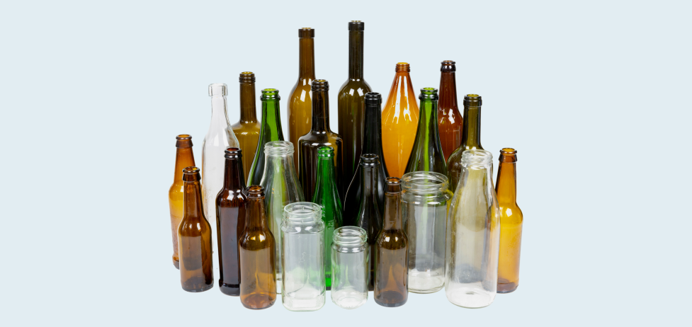 Many glass bottles and jars